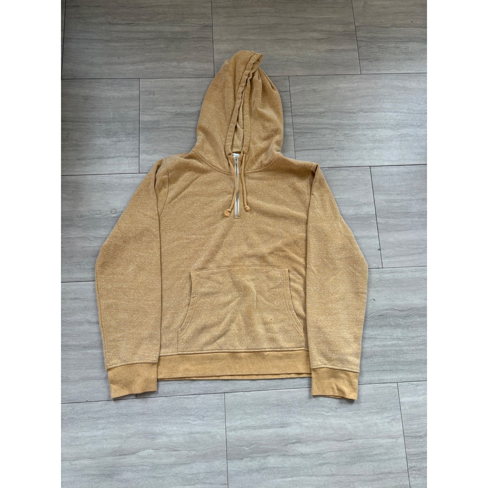 Threads 4 Thought Mens XL Quarter Zip Hoodie Mustard Yellow Heathered Fleece